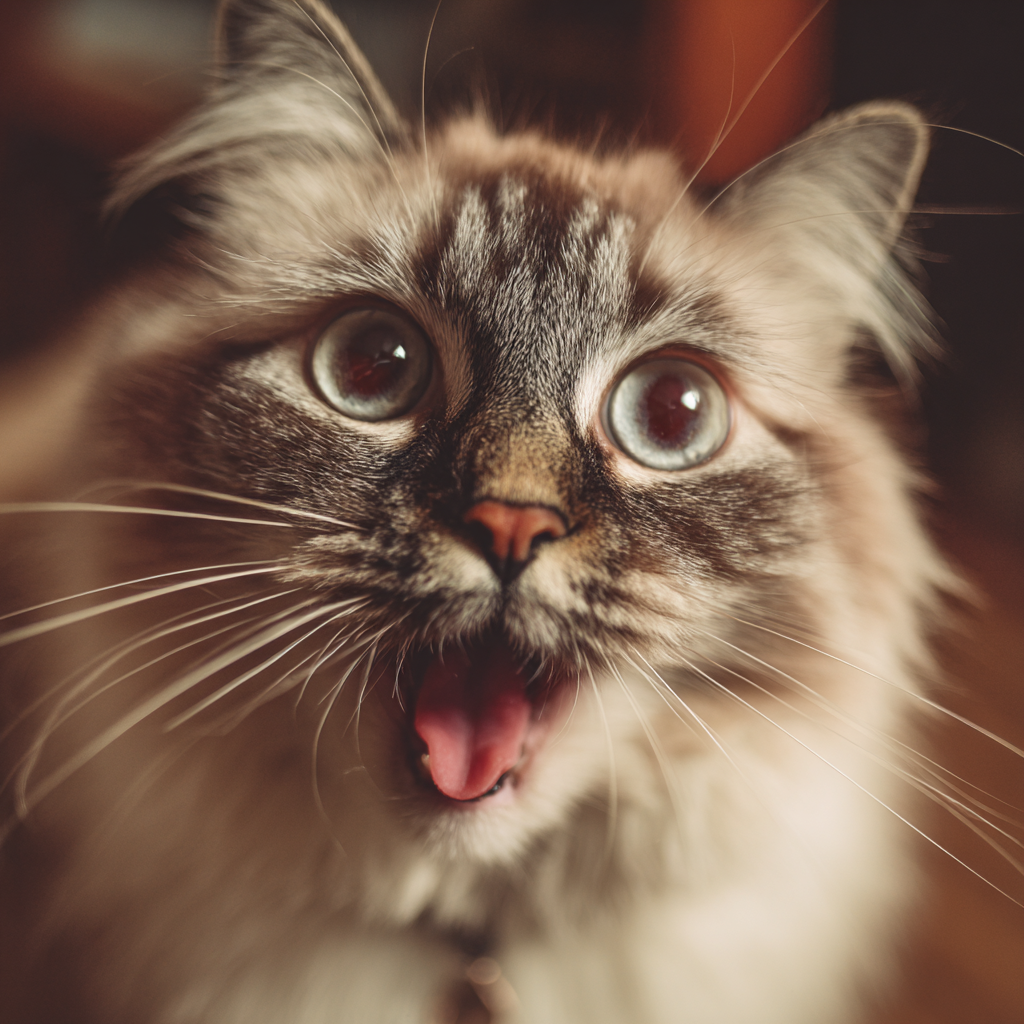 chat qui tire la langue