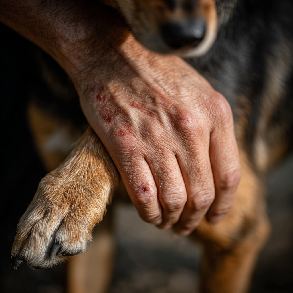 main rouge allergie lechouilles chien