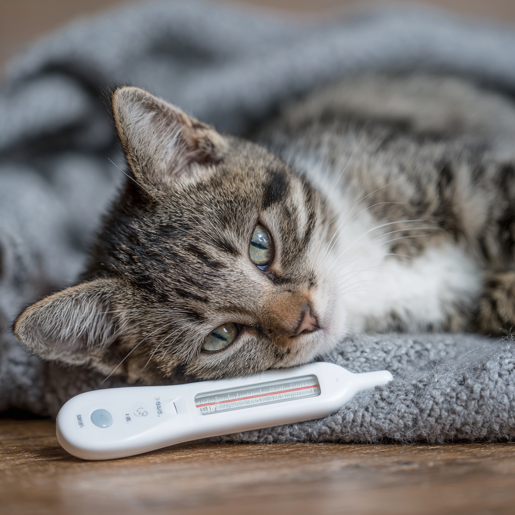 chat avec thermometre