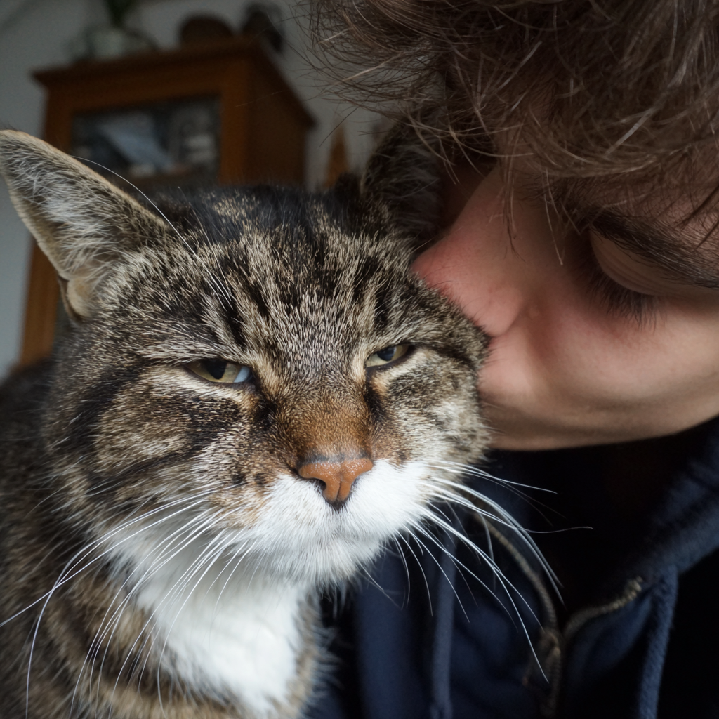 chat qui fait un calin